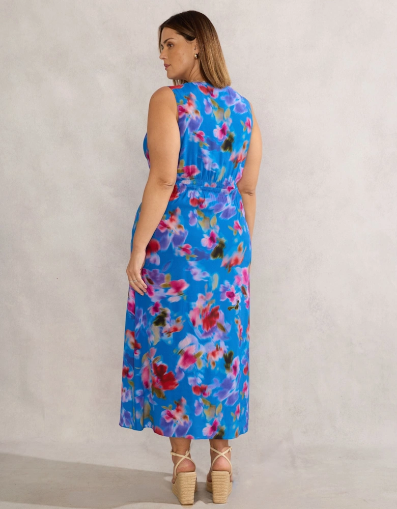 Blue Floral Midi Dress