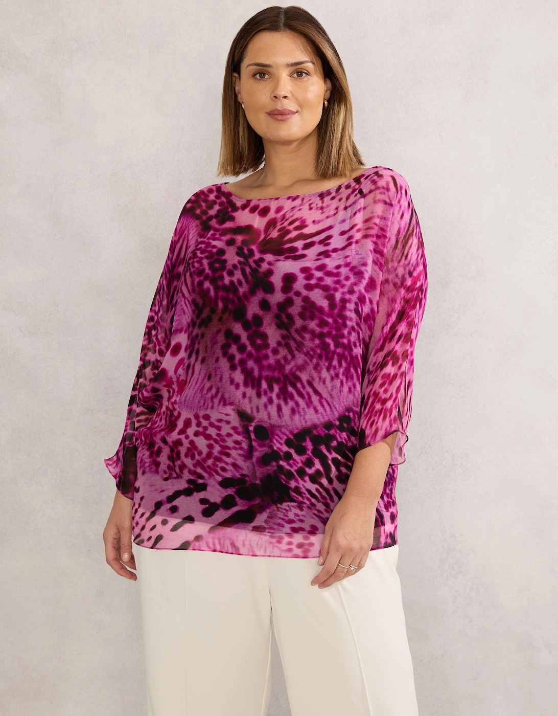 Pink Animal Chiffon Print Blouse, 4 of 3