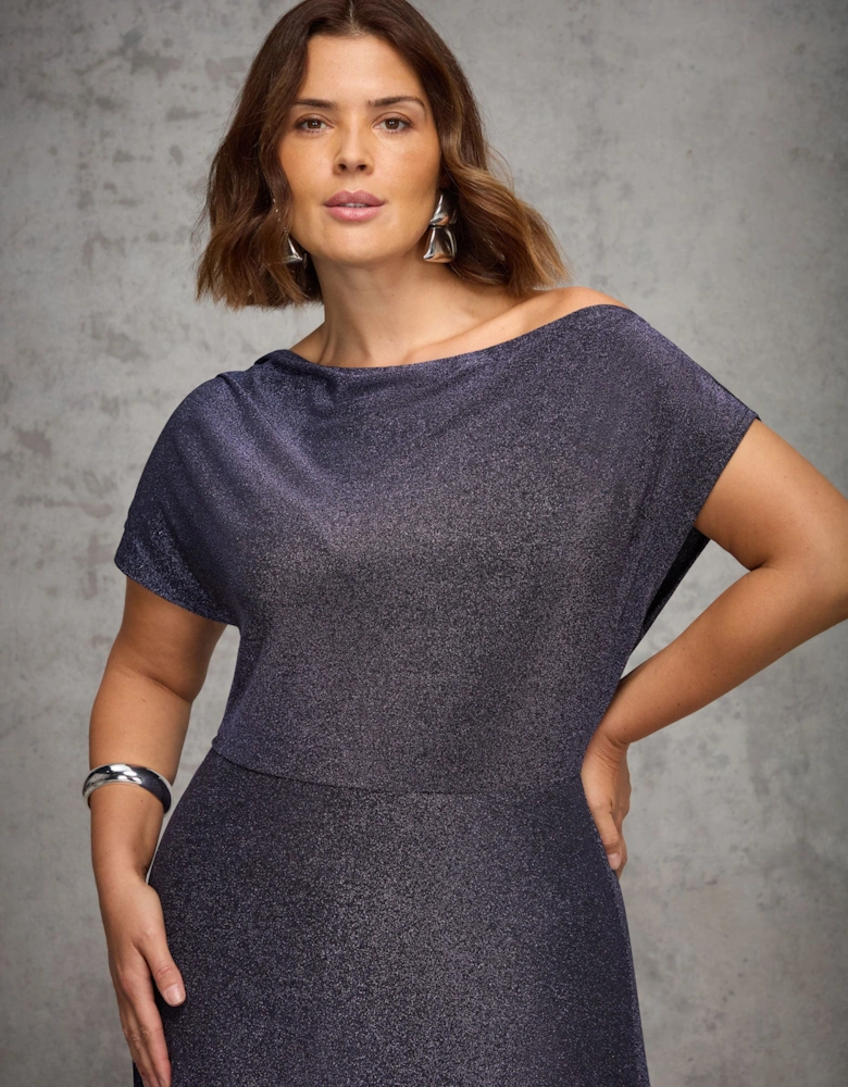 Purple Sparkle Asymmetric Maxi Dress
