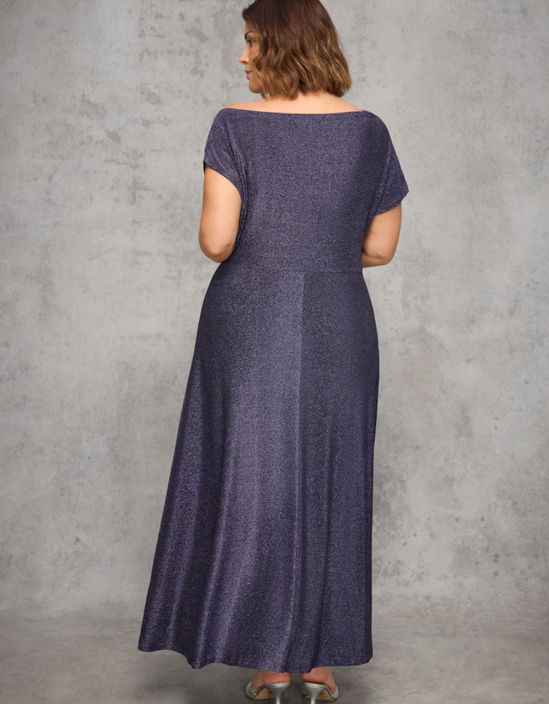 Purple Sparkle Asymmetric Maxi Dress