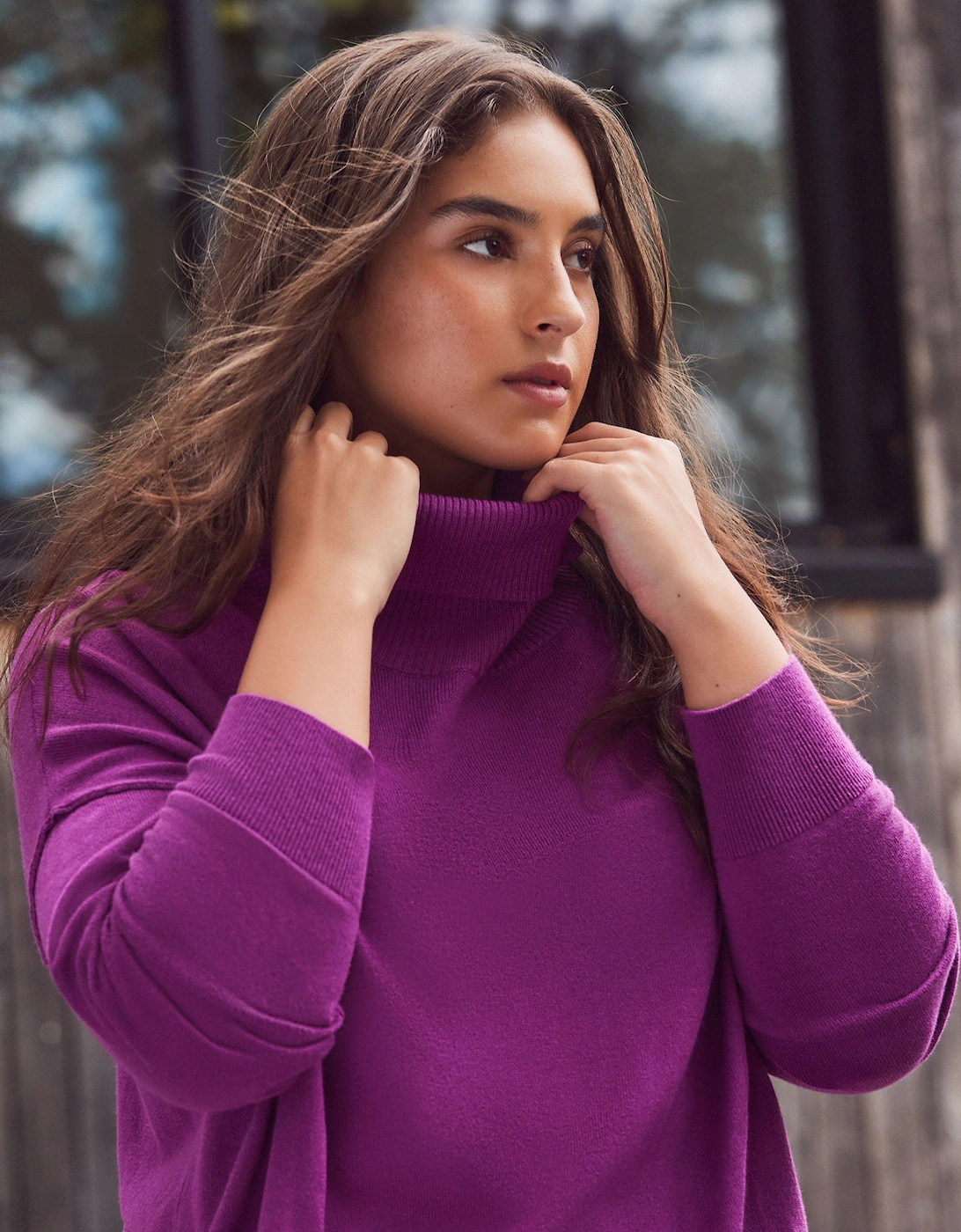 Purple Roll Neck Knit Jumper