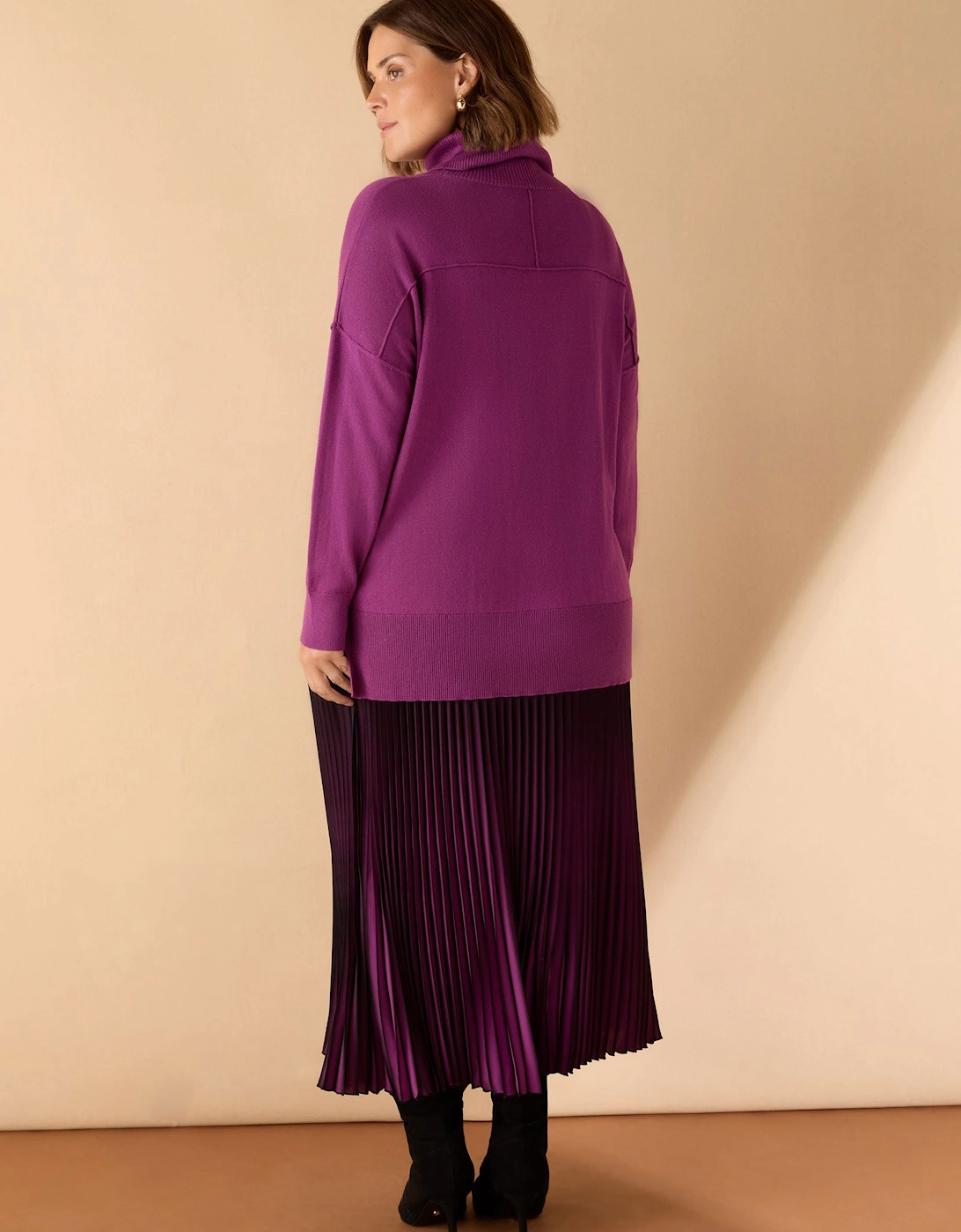 Purple Roll Neck Knit Jumper