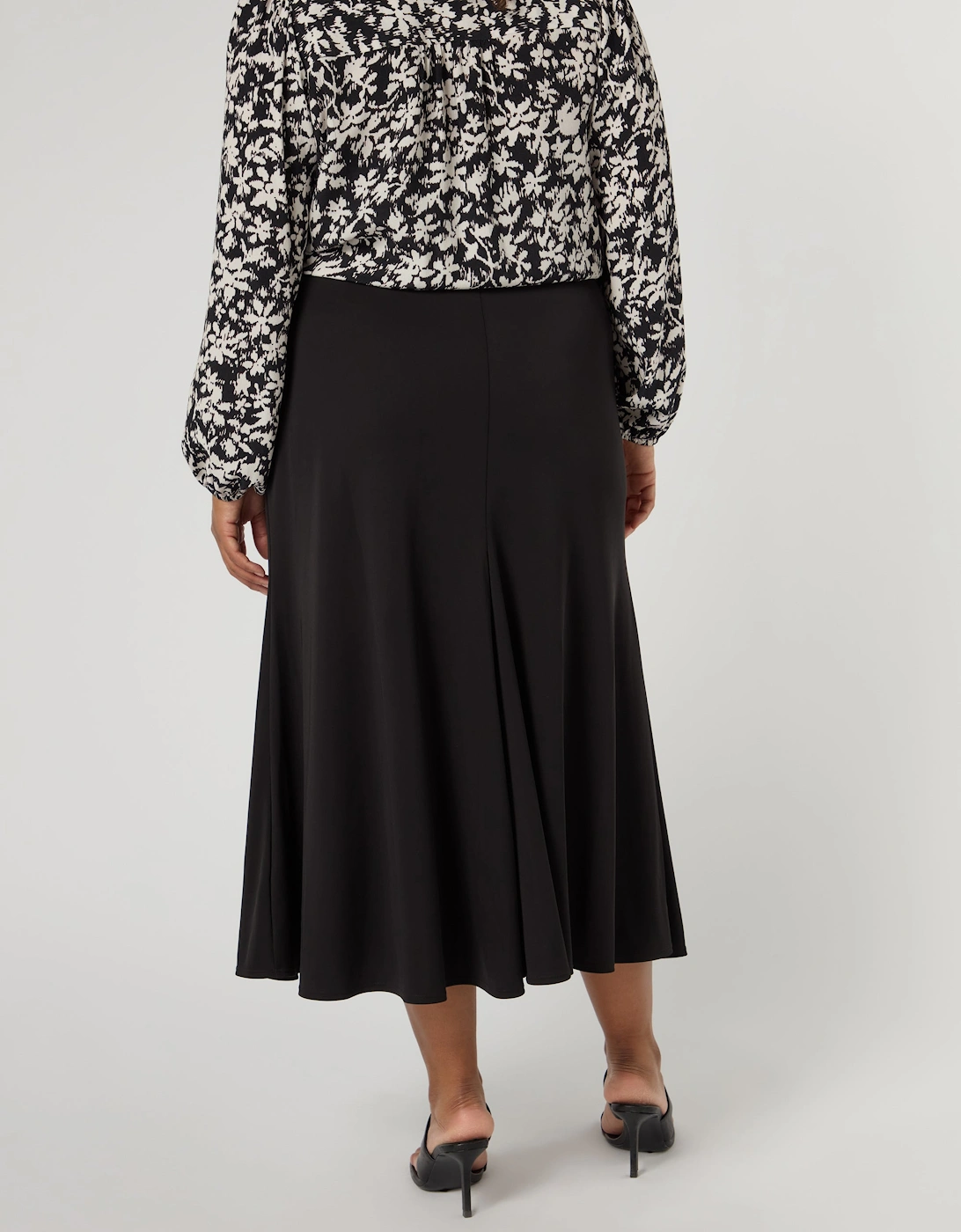 Black Jersey Seamed Maxi Skirt