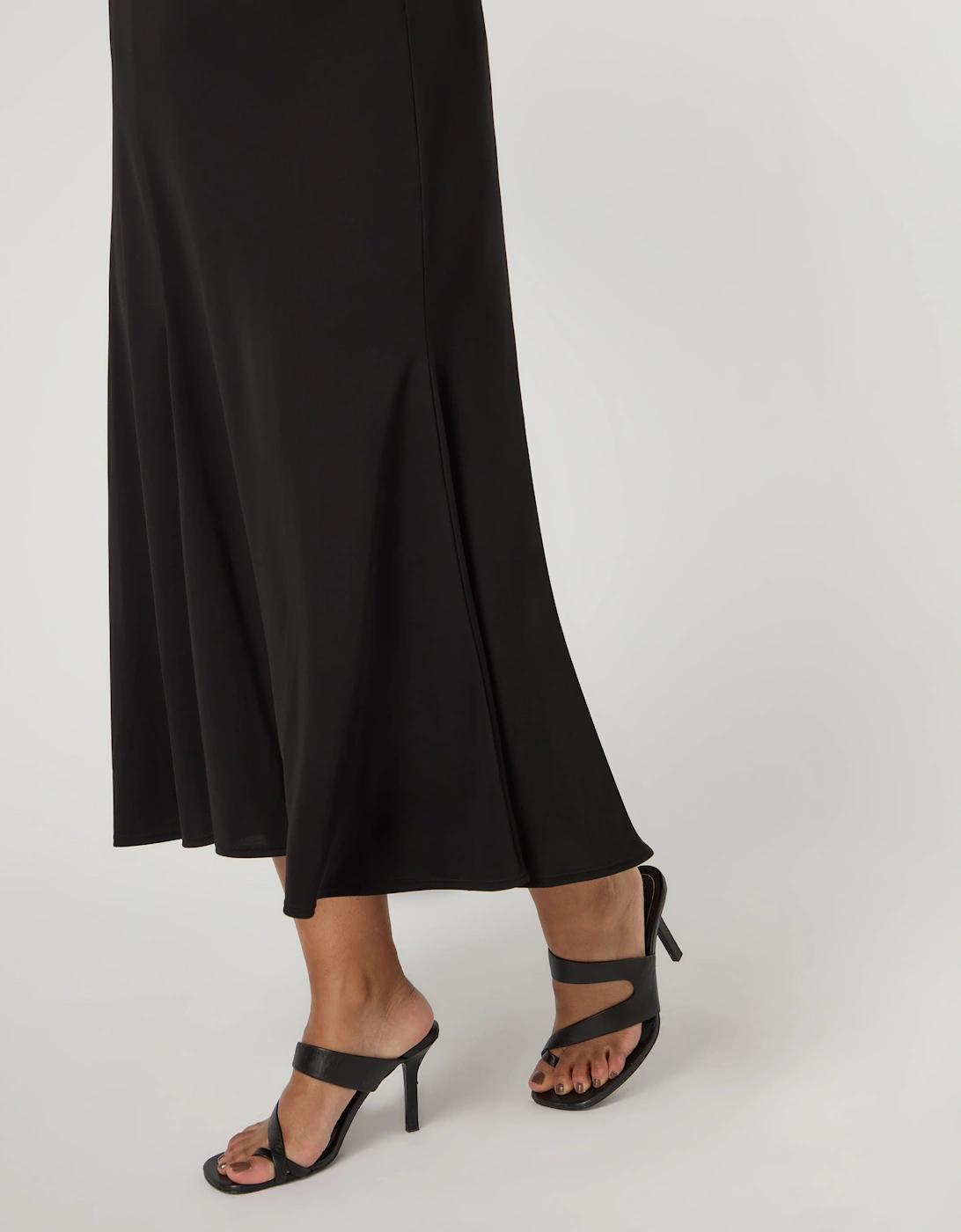Black Jersey Seamed Maxi Skirt