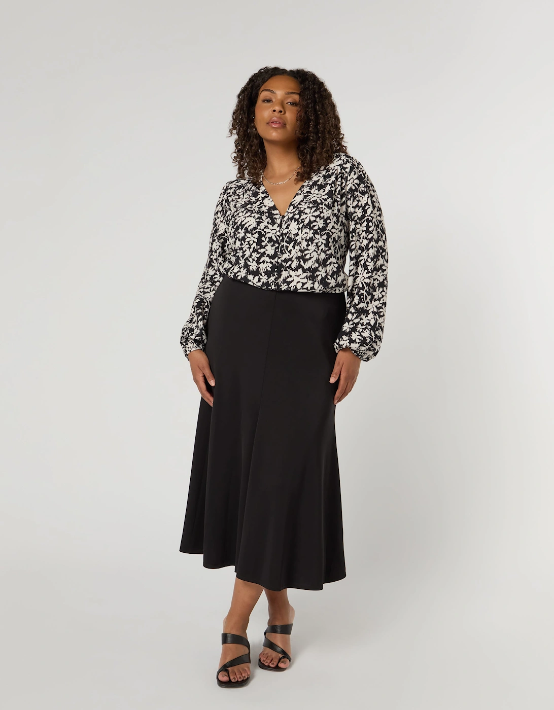 Black Jersey Seamed Maxi Skirt