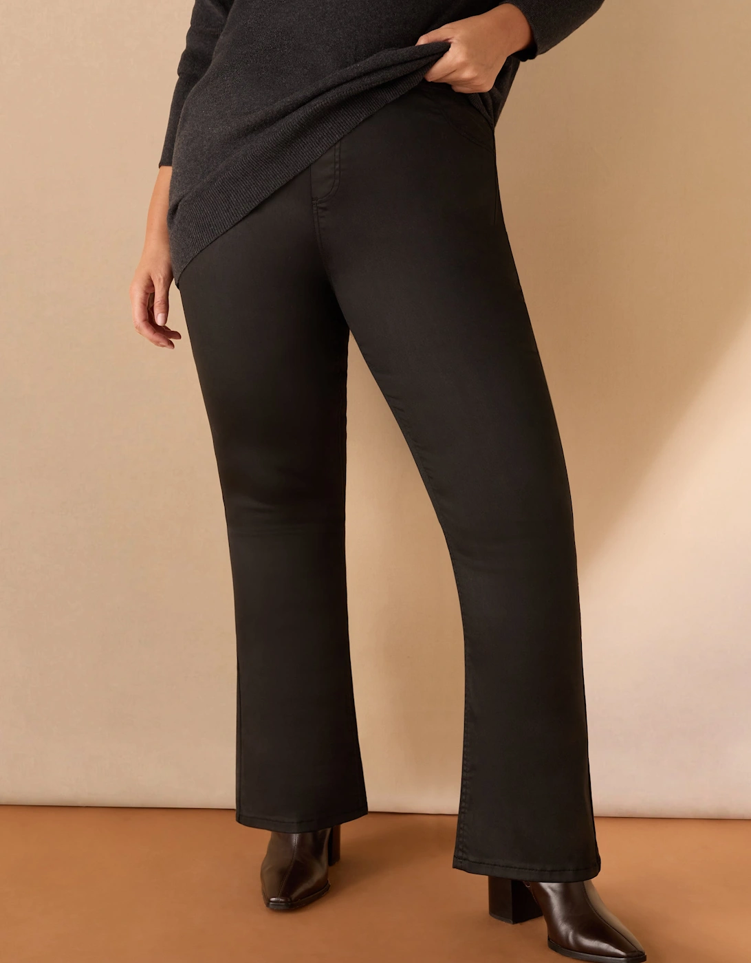 Black Coated Bootcut Jegging, 4 of 3