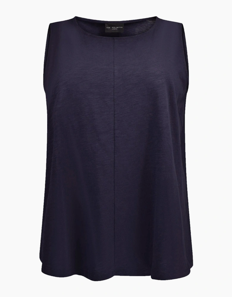 Navy Cotton Slub Round Neck Vest