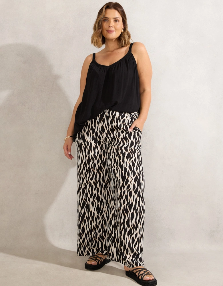 Mono Print Wide Leg Trouser