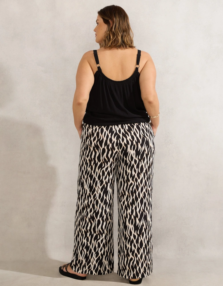 Mono Print Wide Leg Trouser