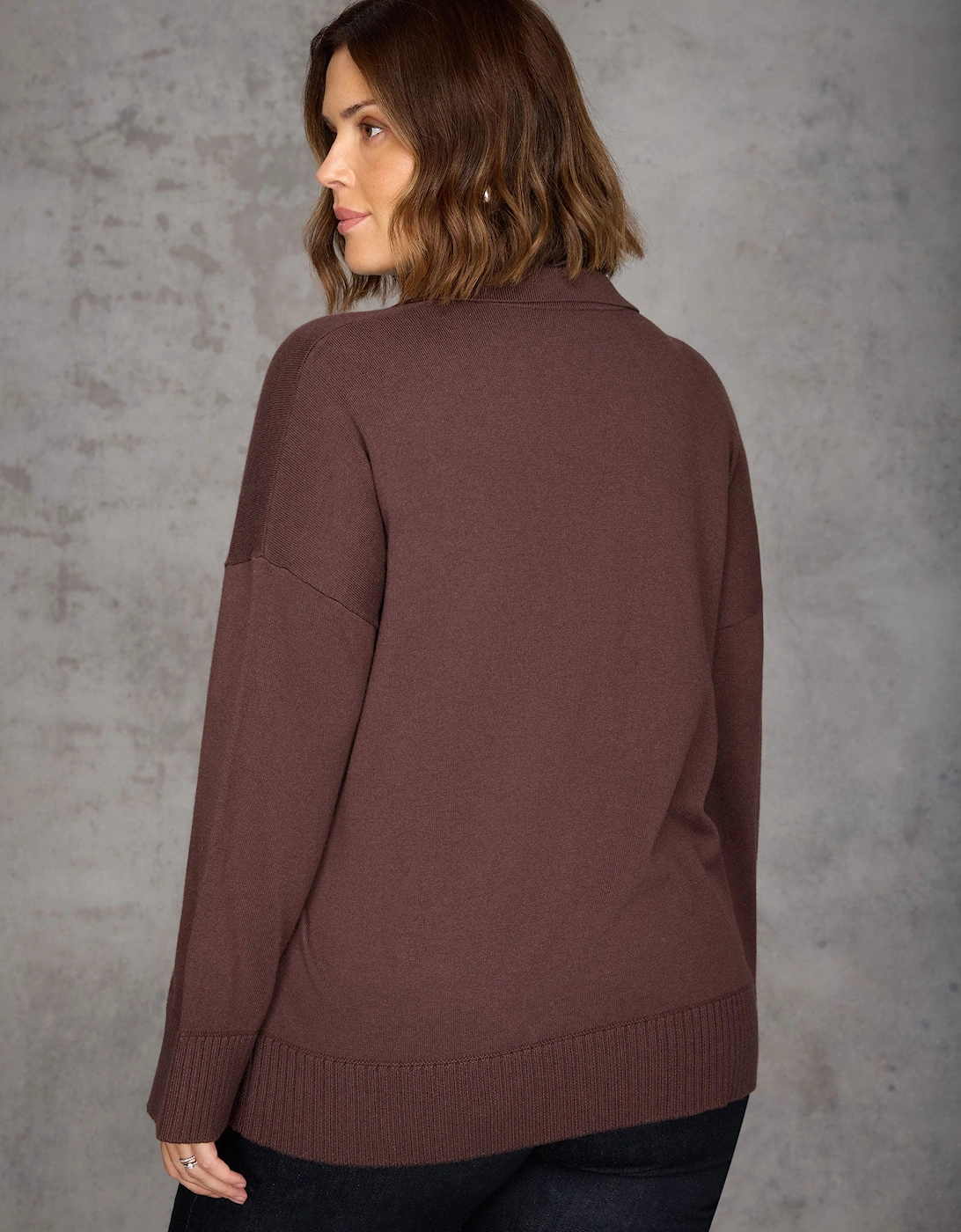Chocolate Brown Polo Knit Jumper