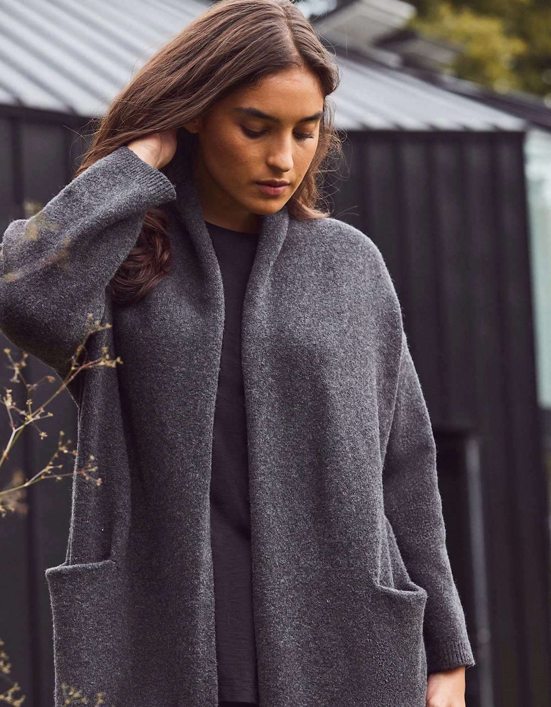 Grey Coatigan With Patch Pockets