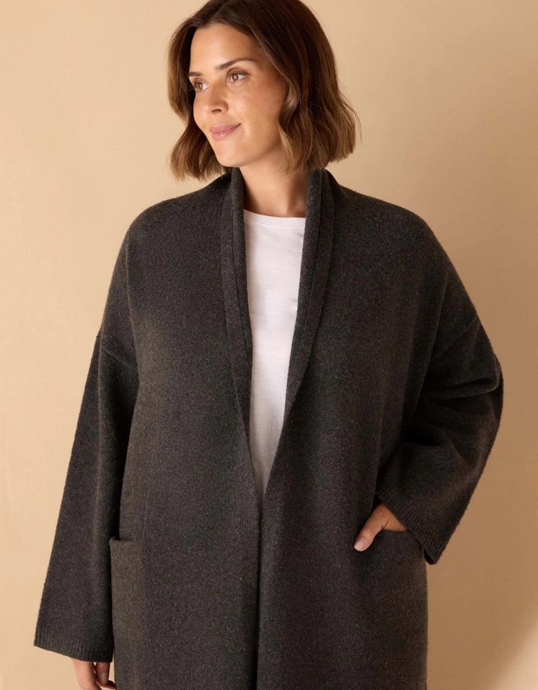 Grey Coatigan With Patch Pockets