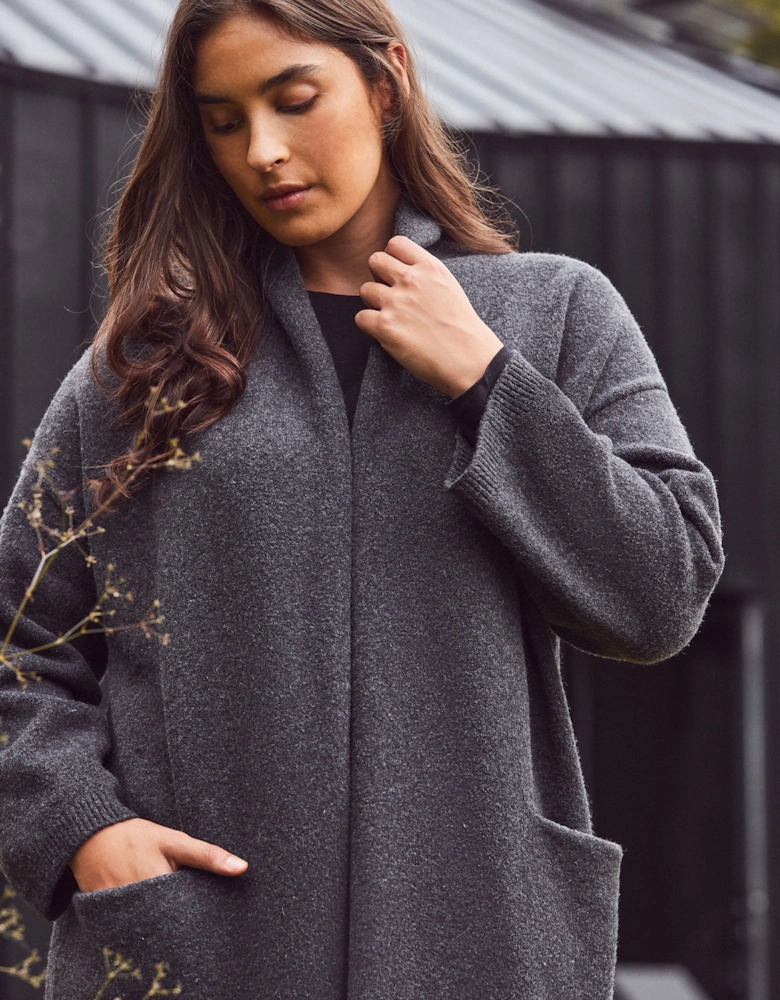 Grey Coatigan With Patch Pockets