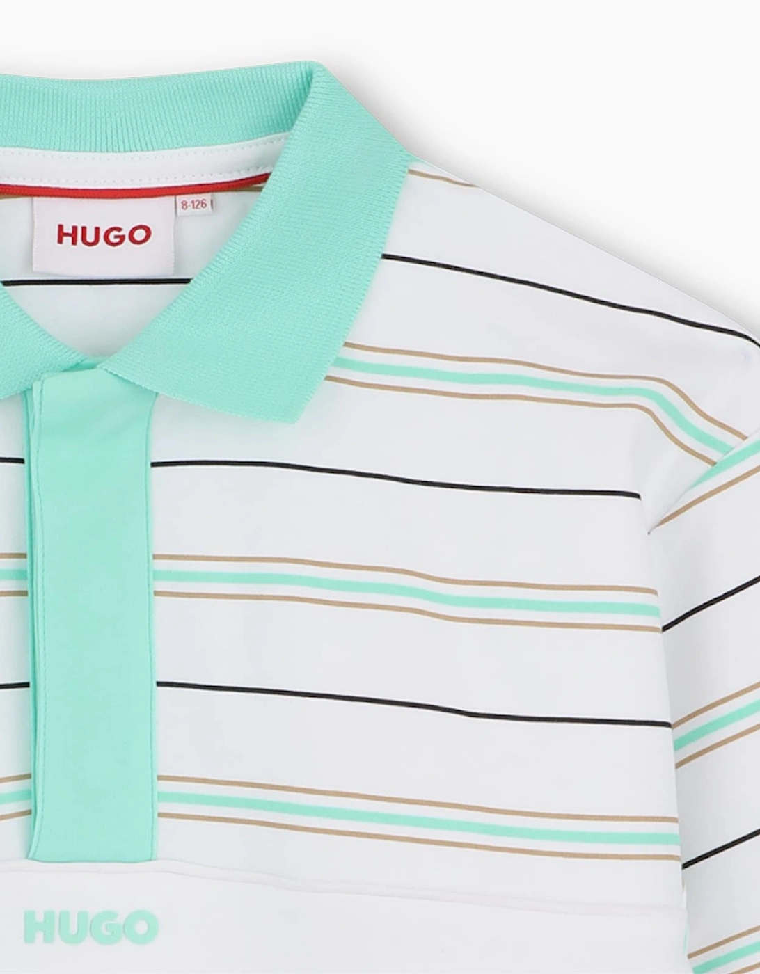 Boys Mint Green Striped Logo Polo Top