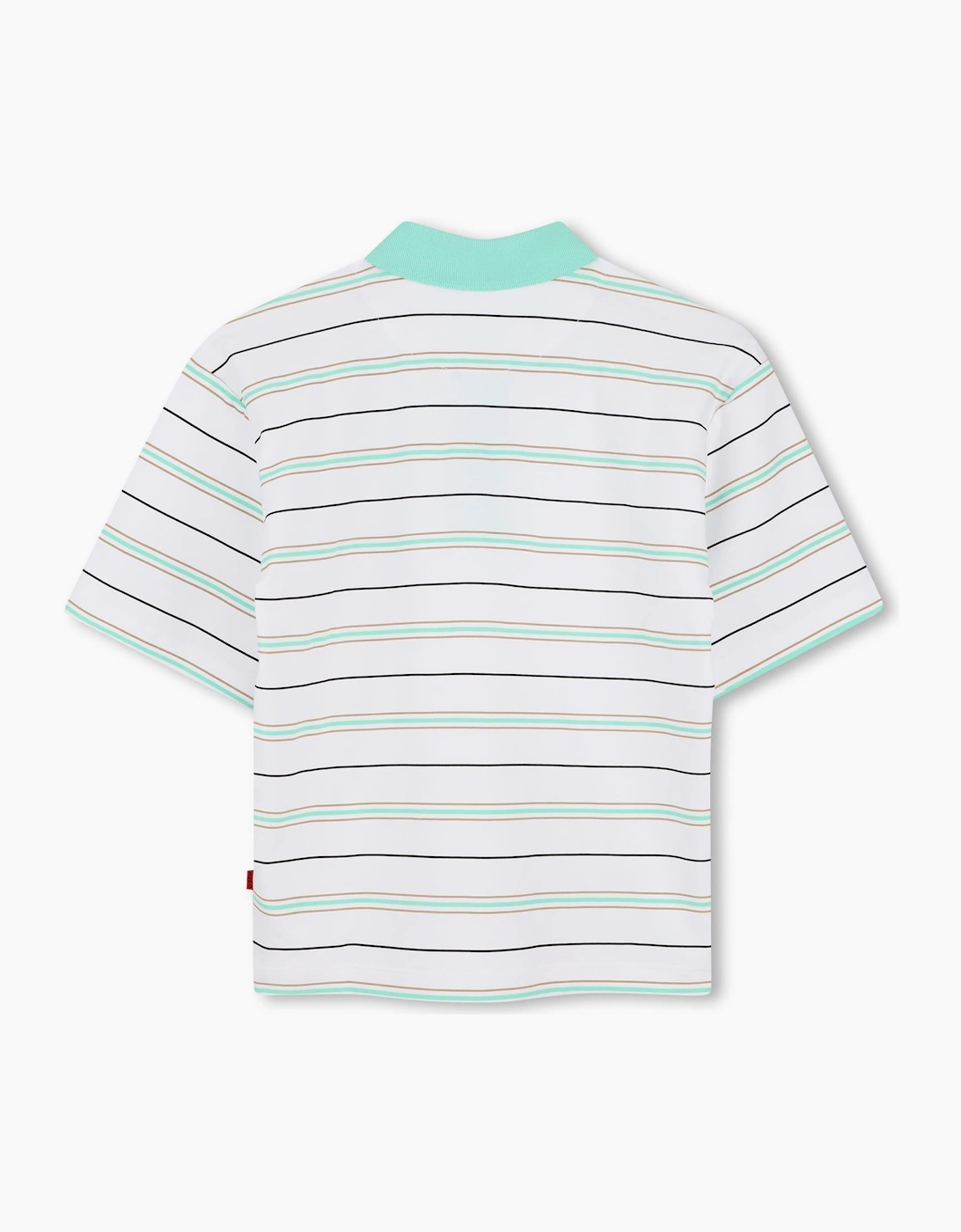 Boys Mint Green Striped Logo Polo Top
