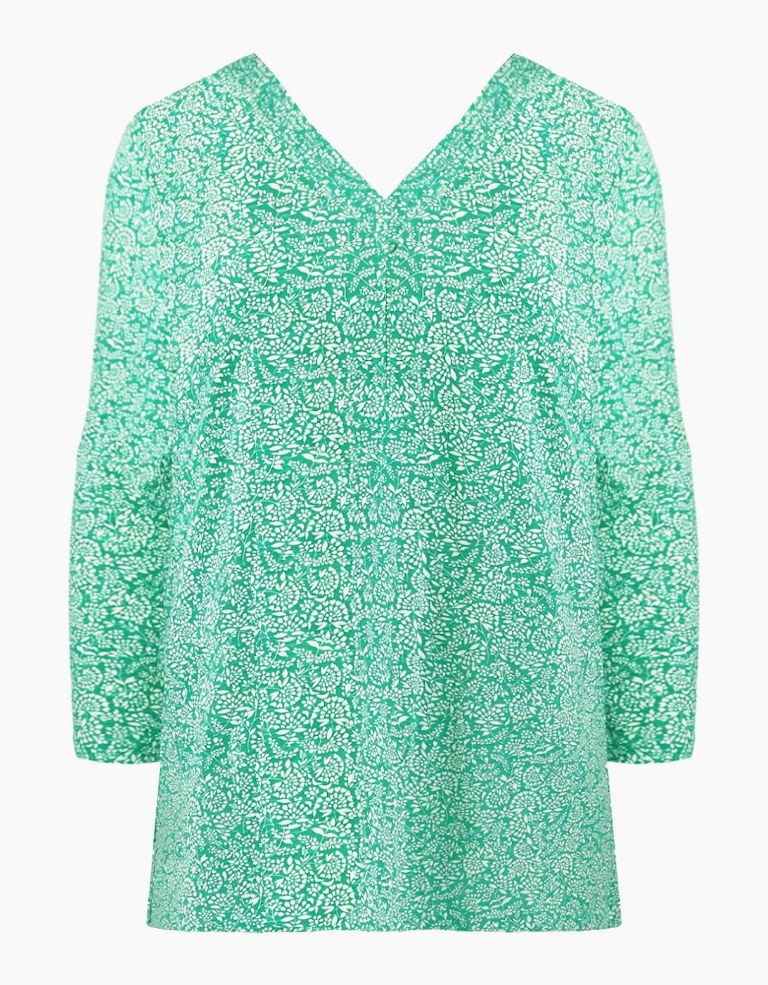 Green Ditsy Leaf Cotton Slub Relaxed Tunic