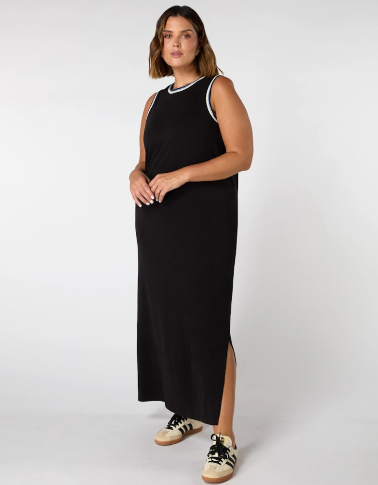 Black Crochet Trim Dress