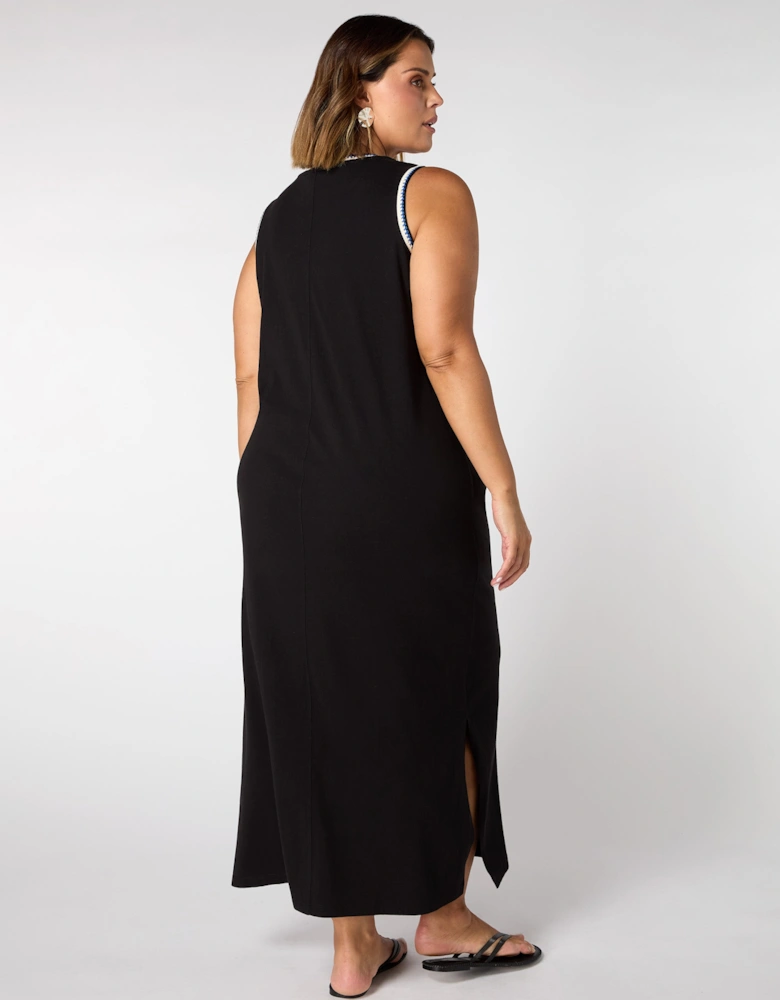 Black Crochet Trim Dress