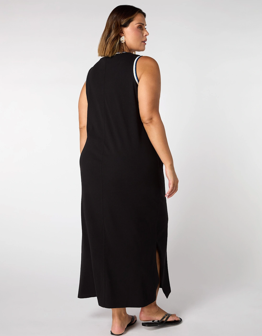 Black Crochet Trim Dress