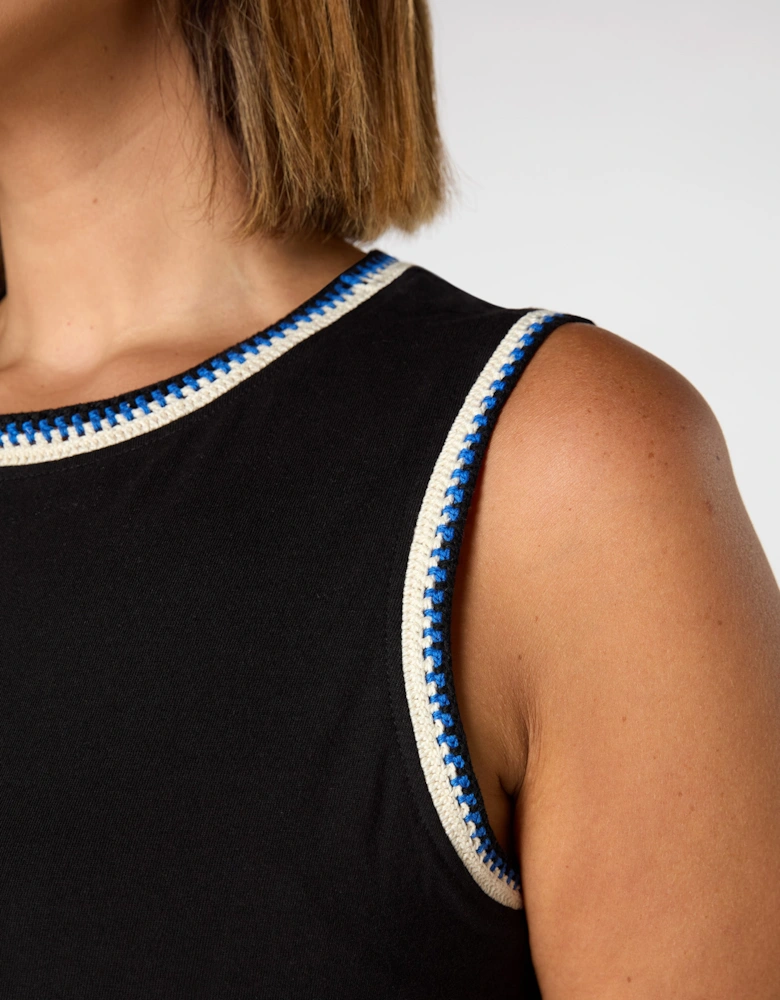 Black Crochet Trim Dress