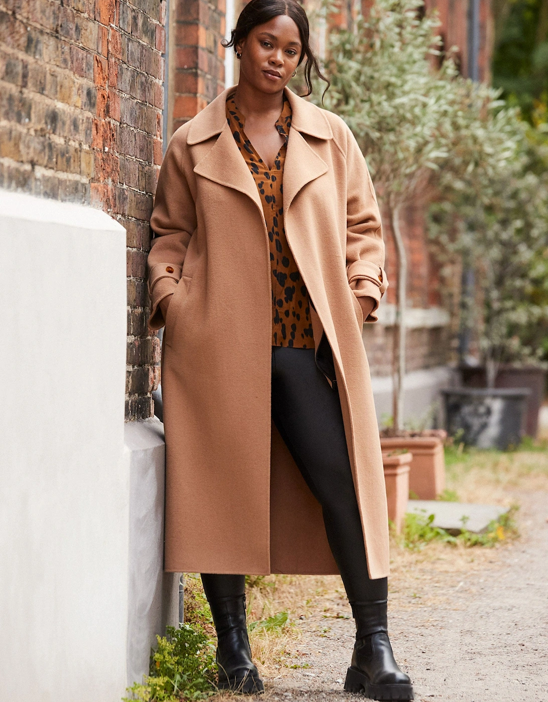 Camel Wool Blend Belted Coat
