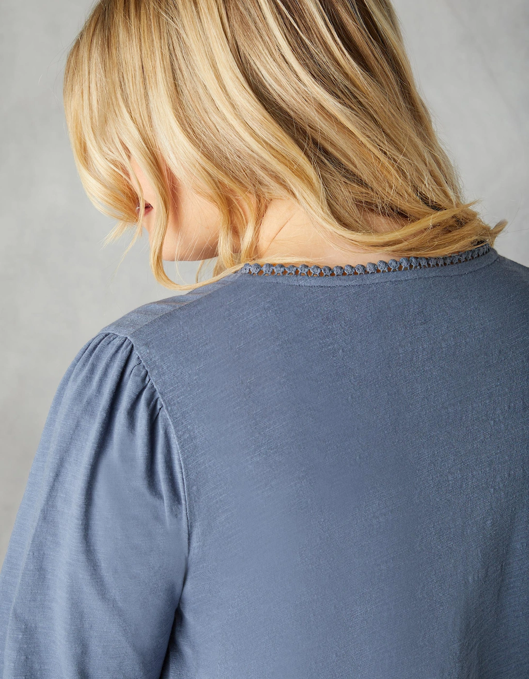 Blue Cotton Slub Pintuck Tunic