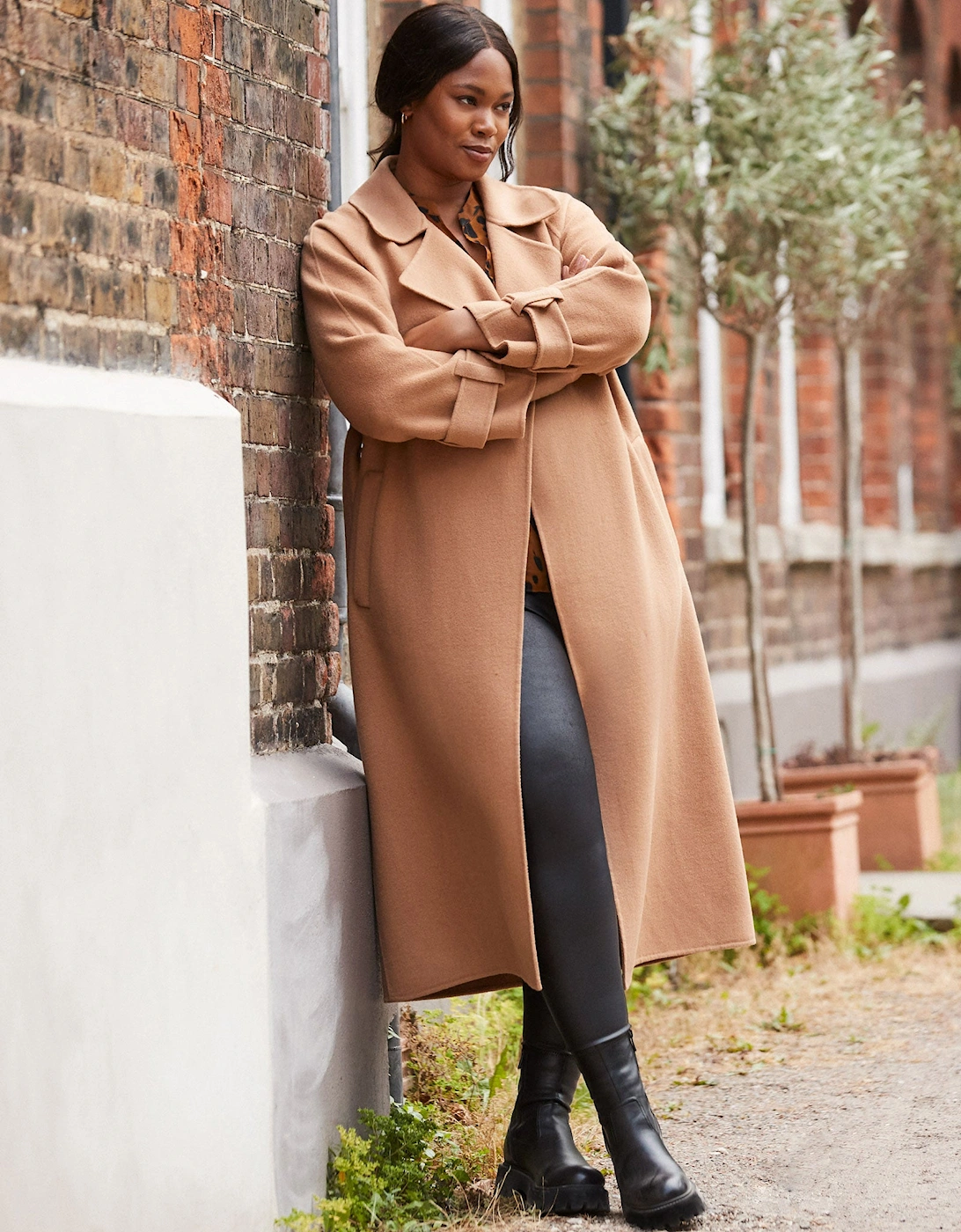 Camel Wool Blend Belted Coat