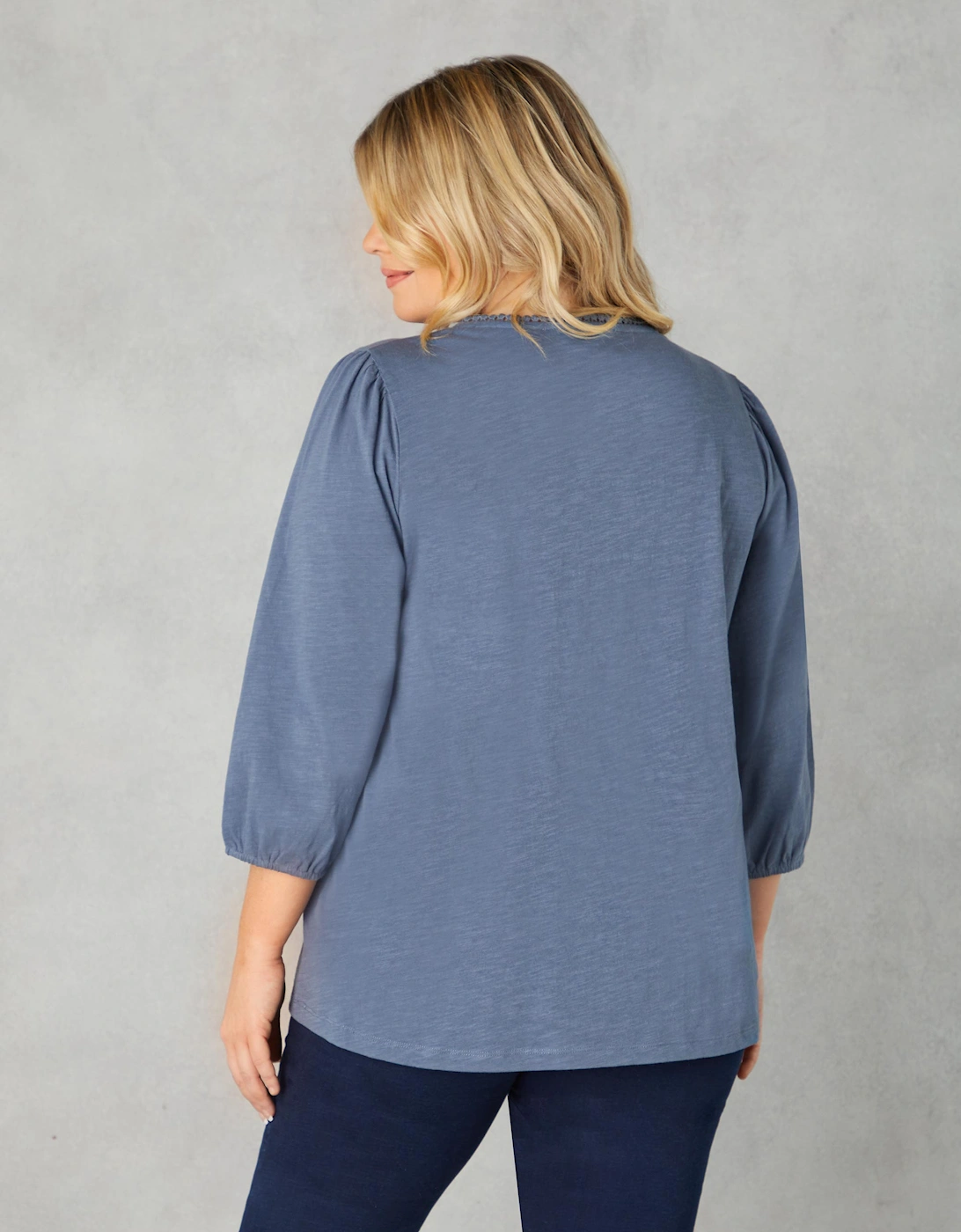 Blue Cotton Slub Pintuck Tunic
