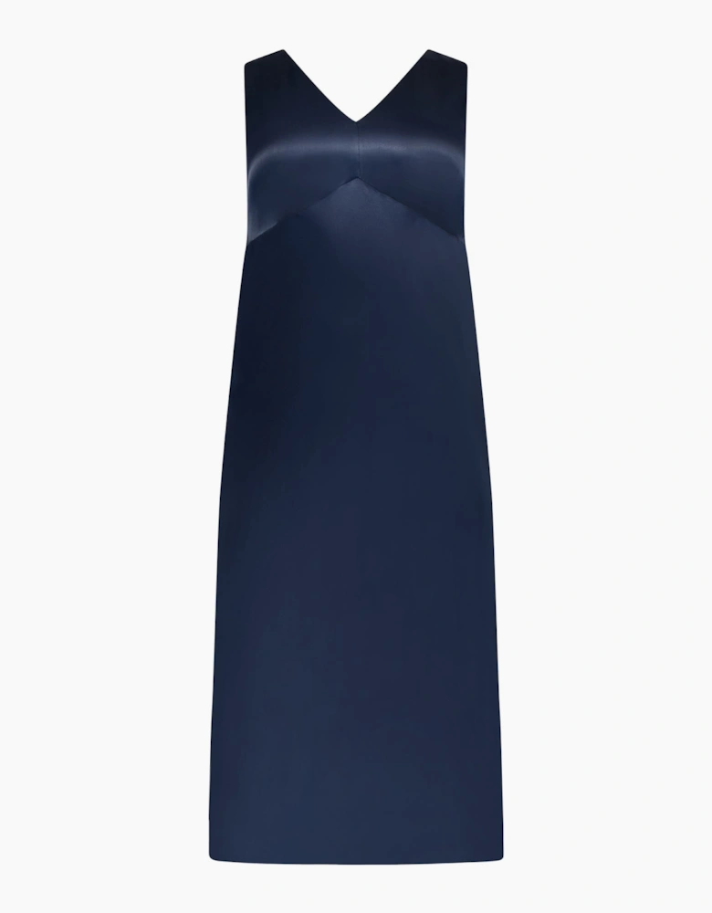 Navy Satin Bias Cut Empire Line Midaxi Dress