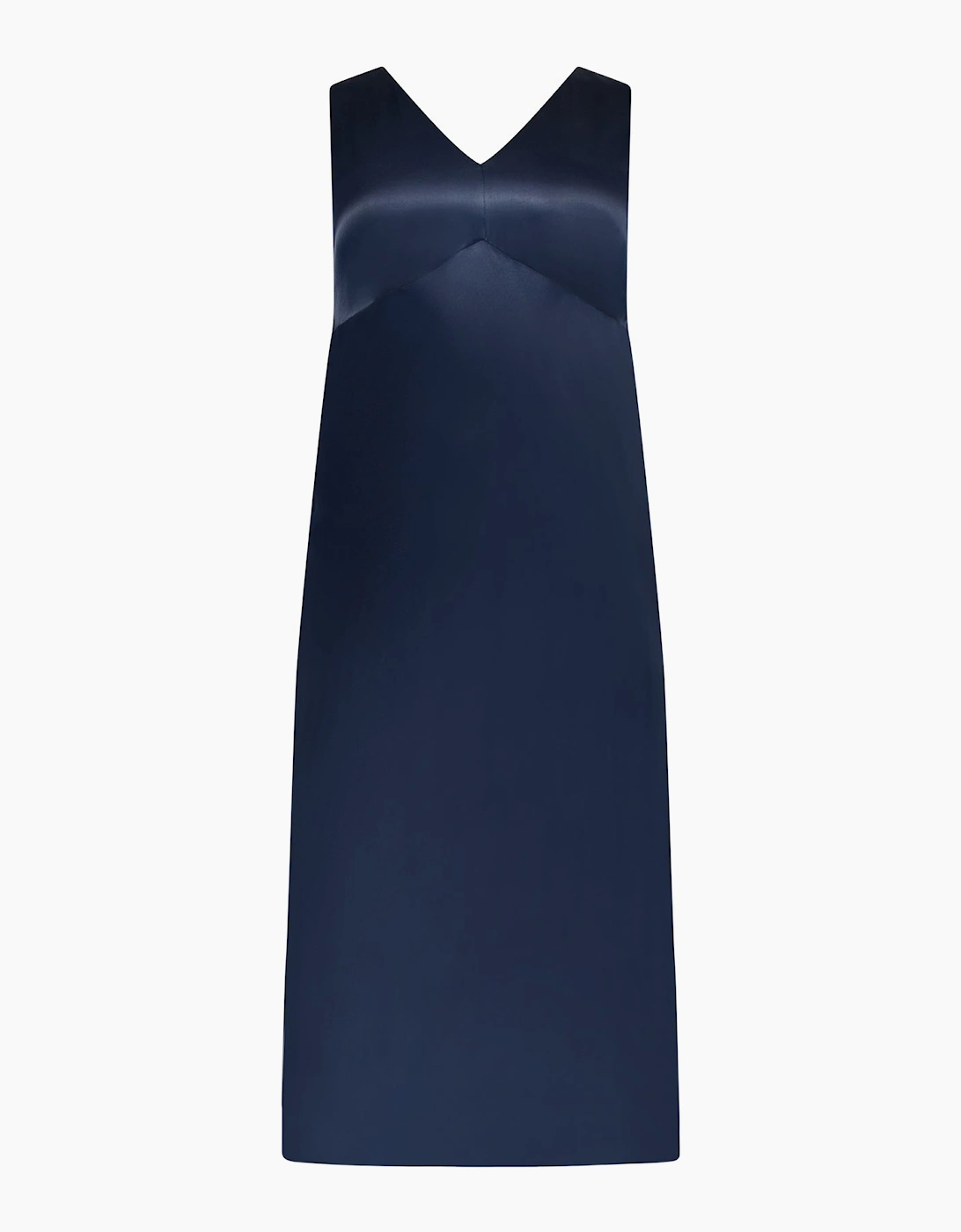 Navy Satin Bias Cut Empire Line Midaxi Dress