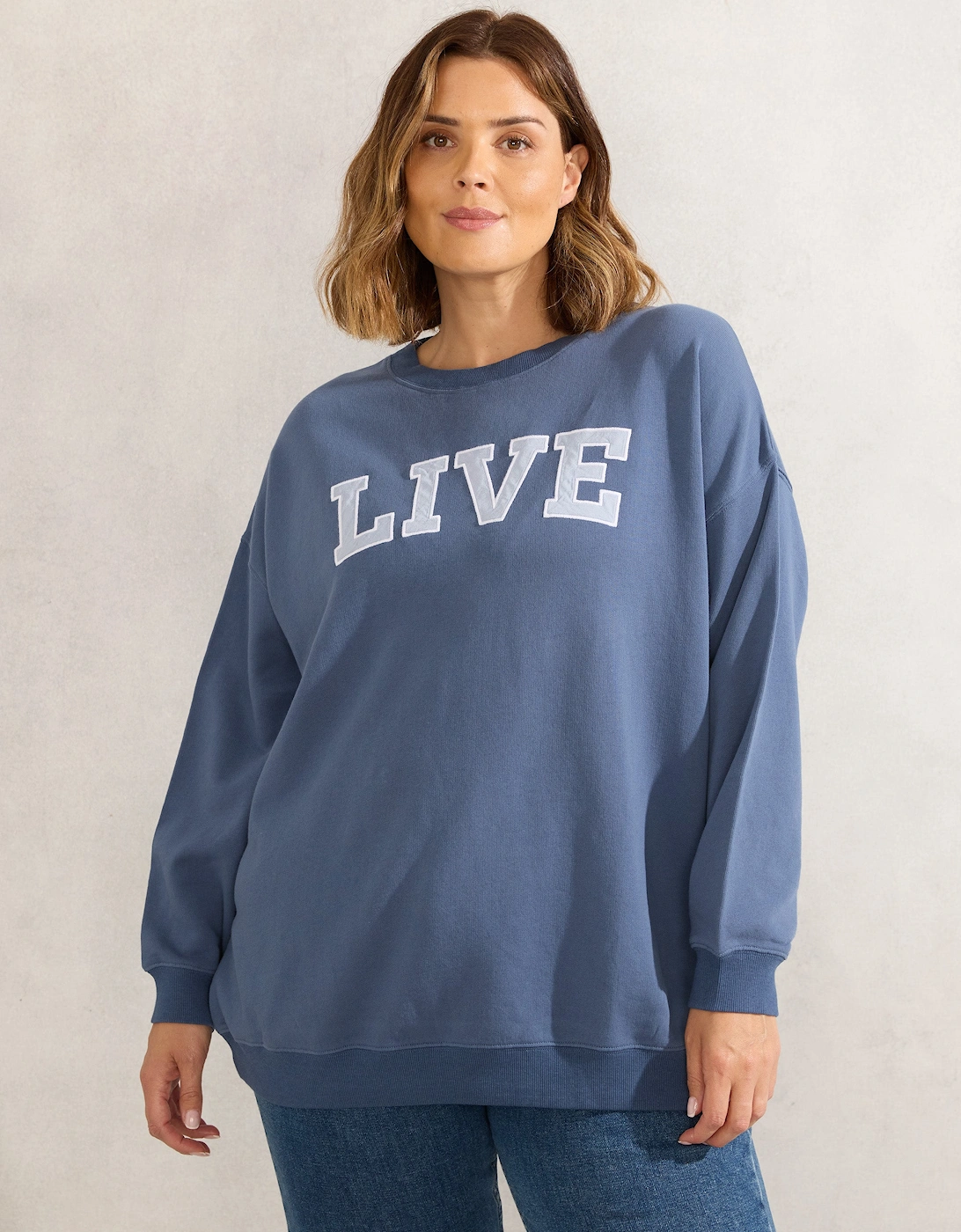 Dusty Blue Oversized Live Sweatshirt, 4 of 3