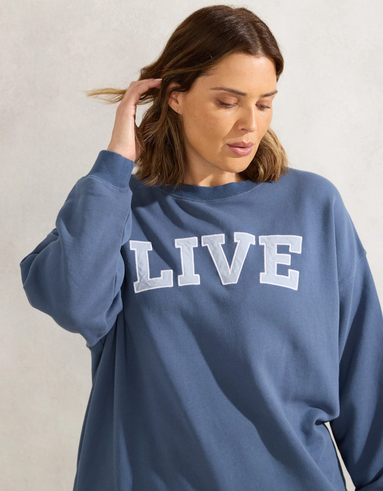 Dusty Blue Oversized Live Sweatshirt
