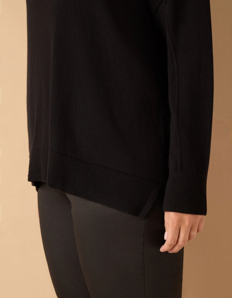 Black Roll Neck Knit Jumper