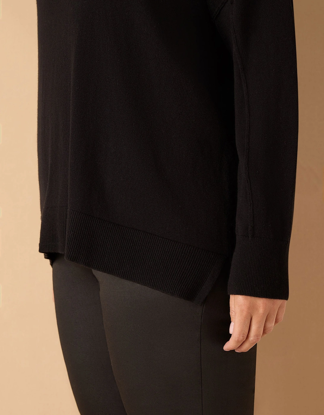 Black Roll Neck Knit Jumper