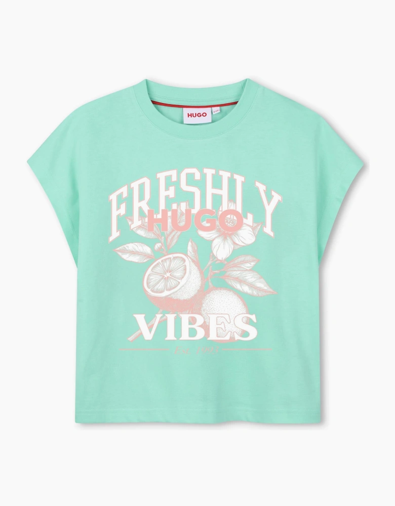 Girls Mint Green Printed Top