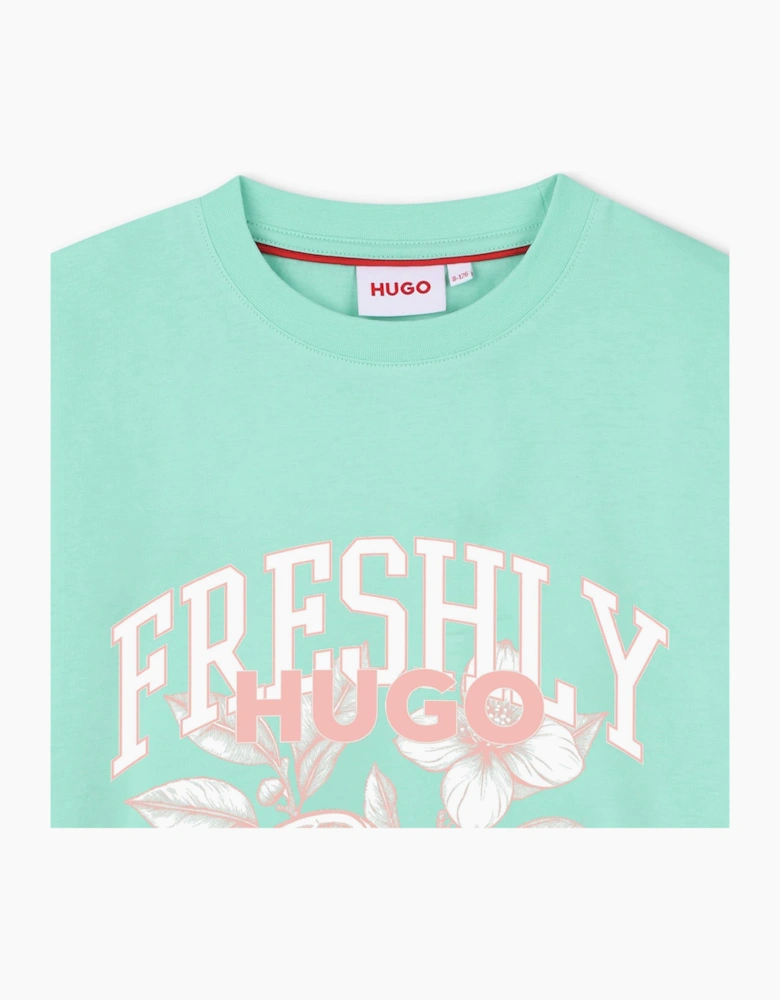 Girls Mint Green Printed Top