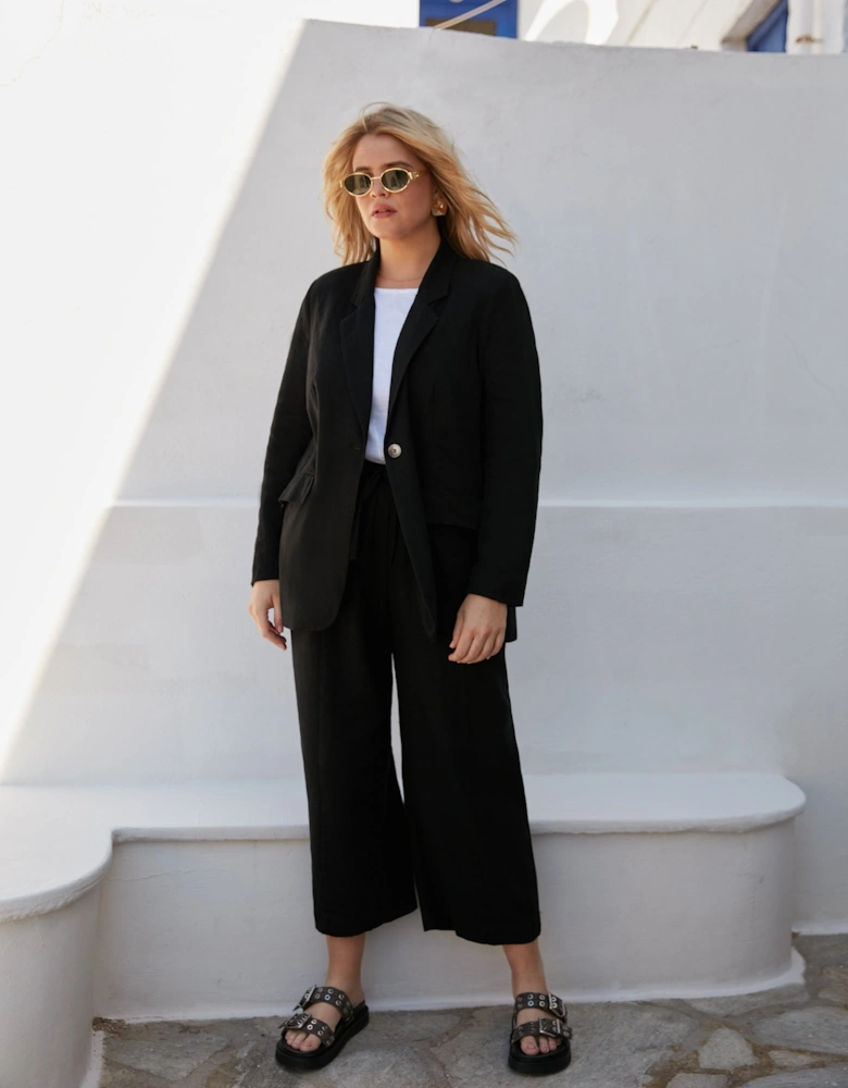 Black Linen Blend Blazer