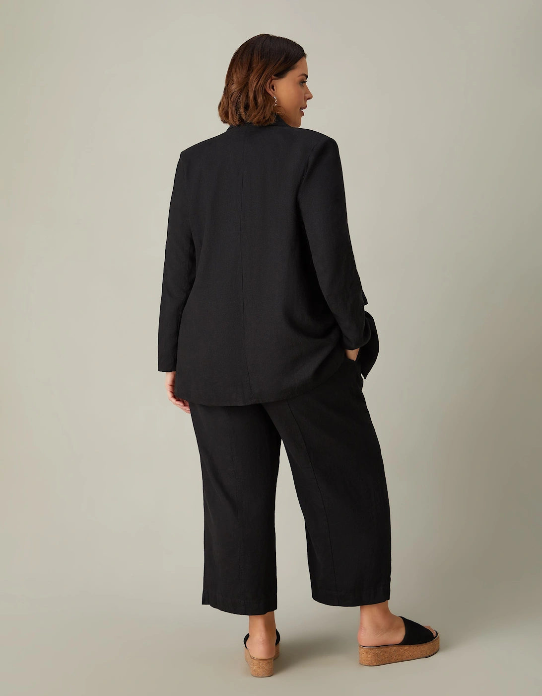 Black Linen Blend Blazer