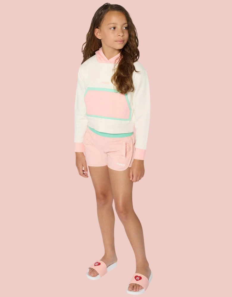 Girls Pale Pink Logo Runner Shorts