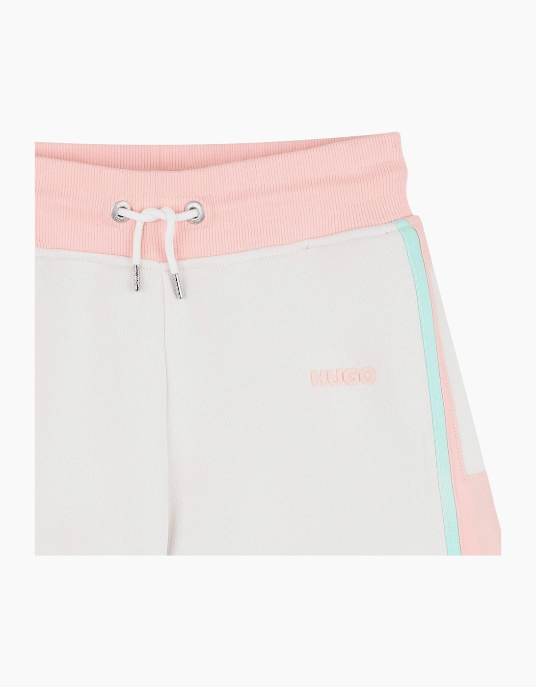 Girls Cream Pale Pink Logo Sweat Short