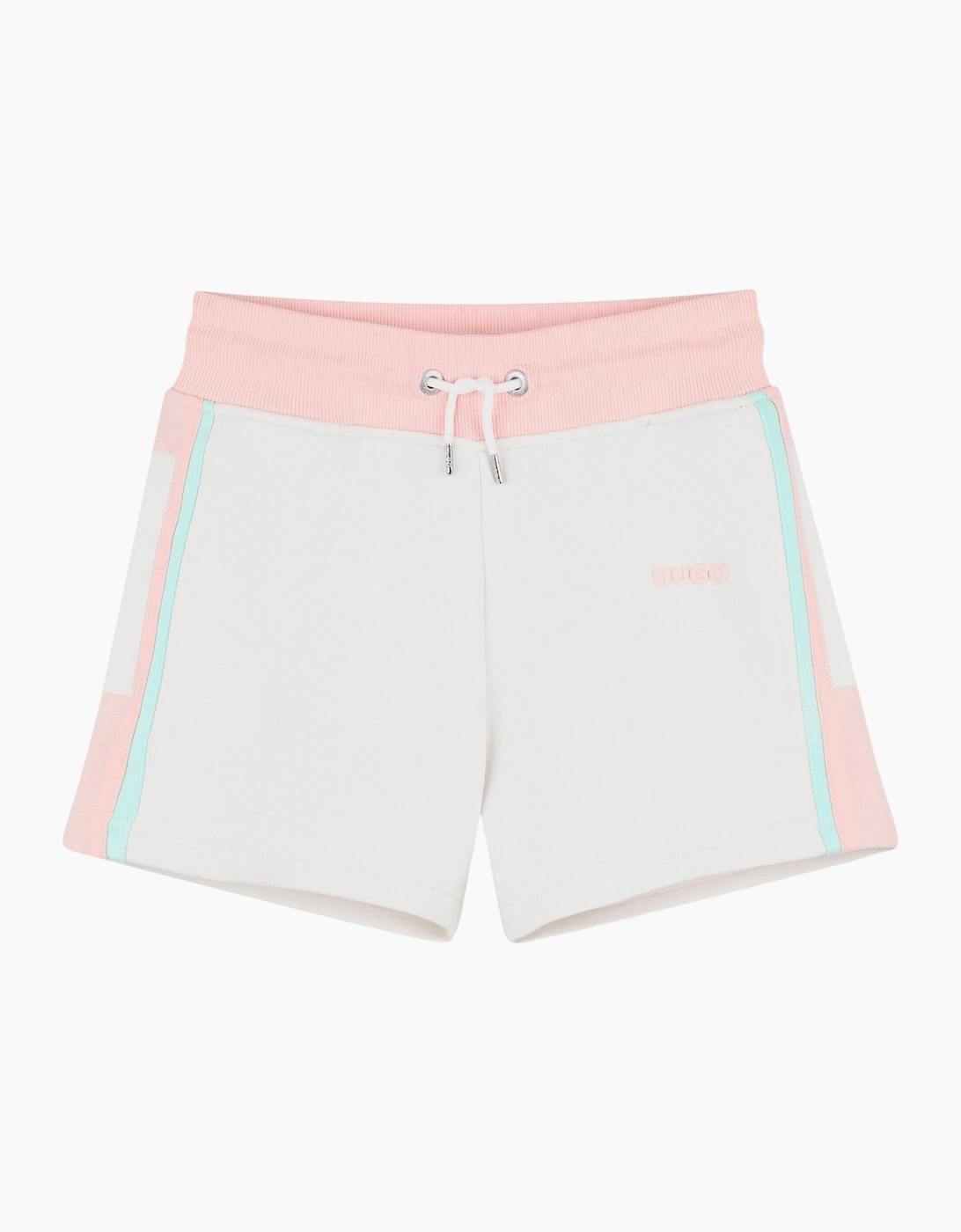 Girls Cream Pale Pink Logo Sweat Short, 4 of 3
