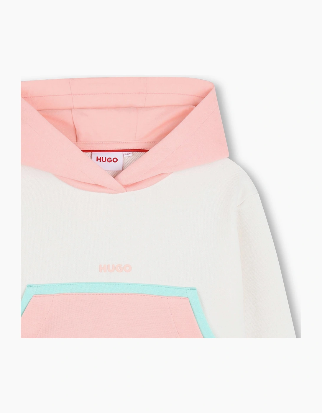 Girls Cream Pale Pink Logo Hooded Sweatshirt