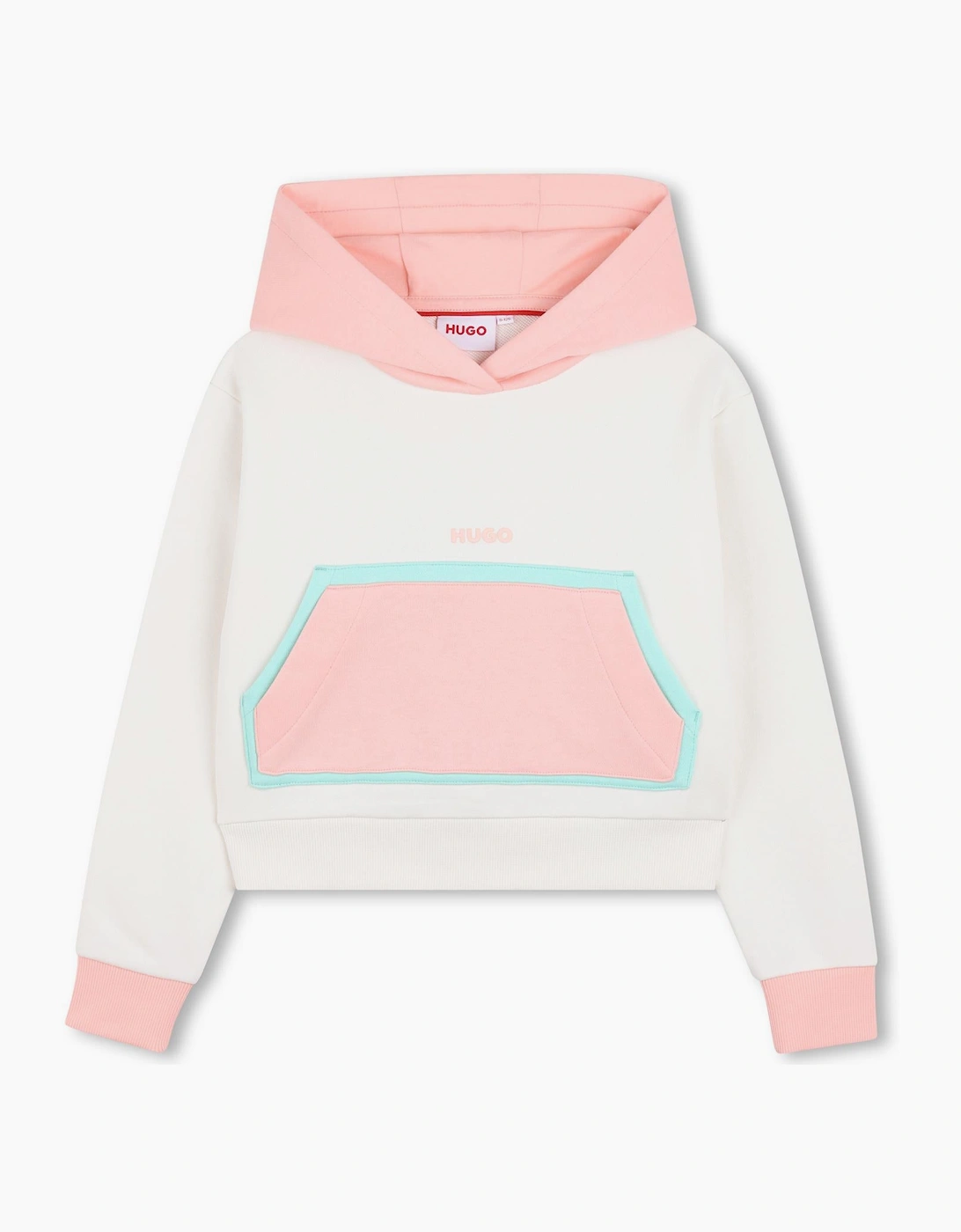 Girls Cream Pale Pink Logo Hooded Sweatshirt, 5 of 4