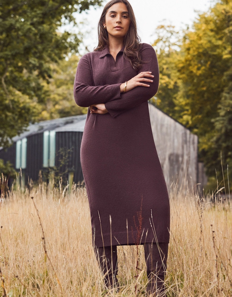Chocolate Brown Polo Neck Knit Dress
