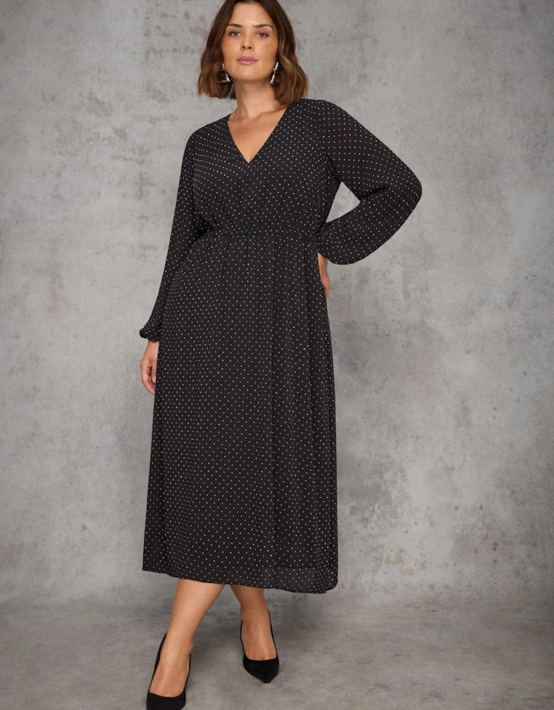 Black All-Over Embellishment Midaxi Dress