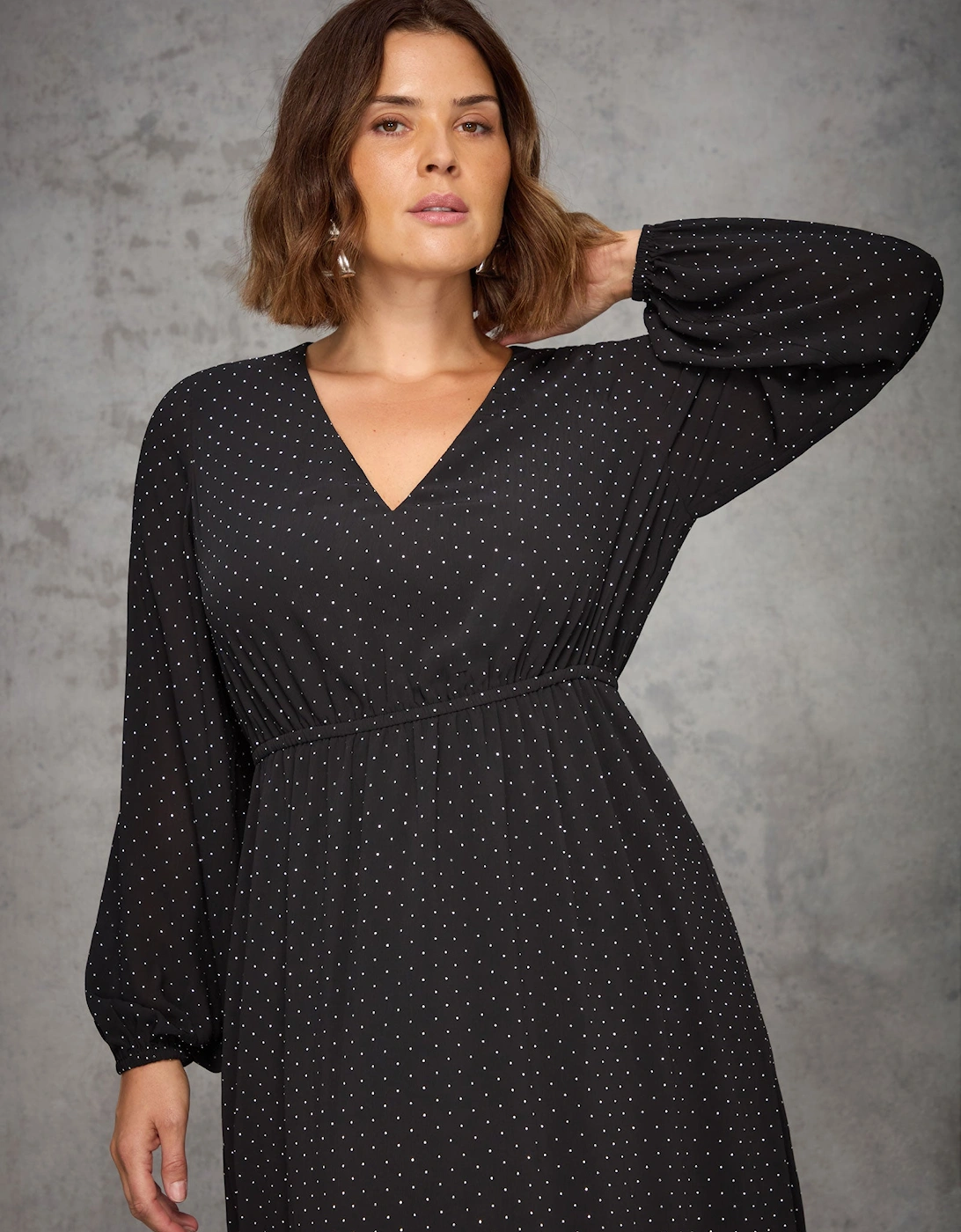 Black All-Over Embellishment Midaxi Dress
