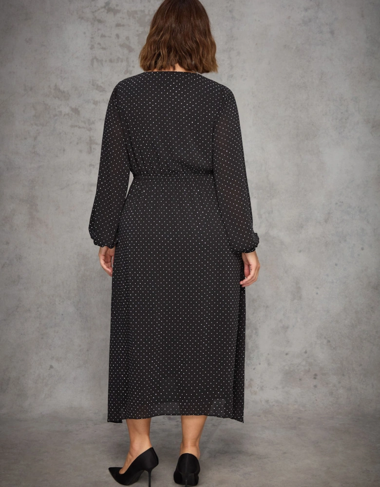 Black All-Over Embellishment Midaxi Dress