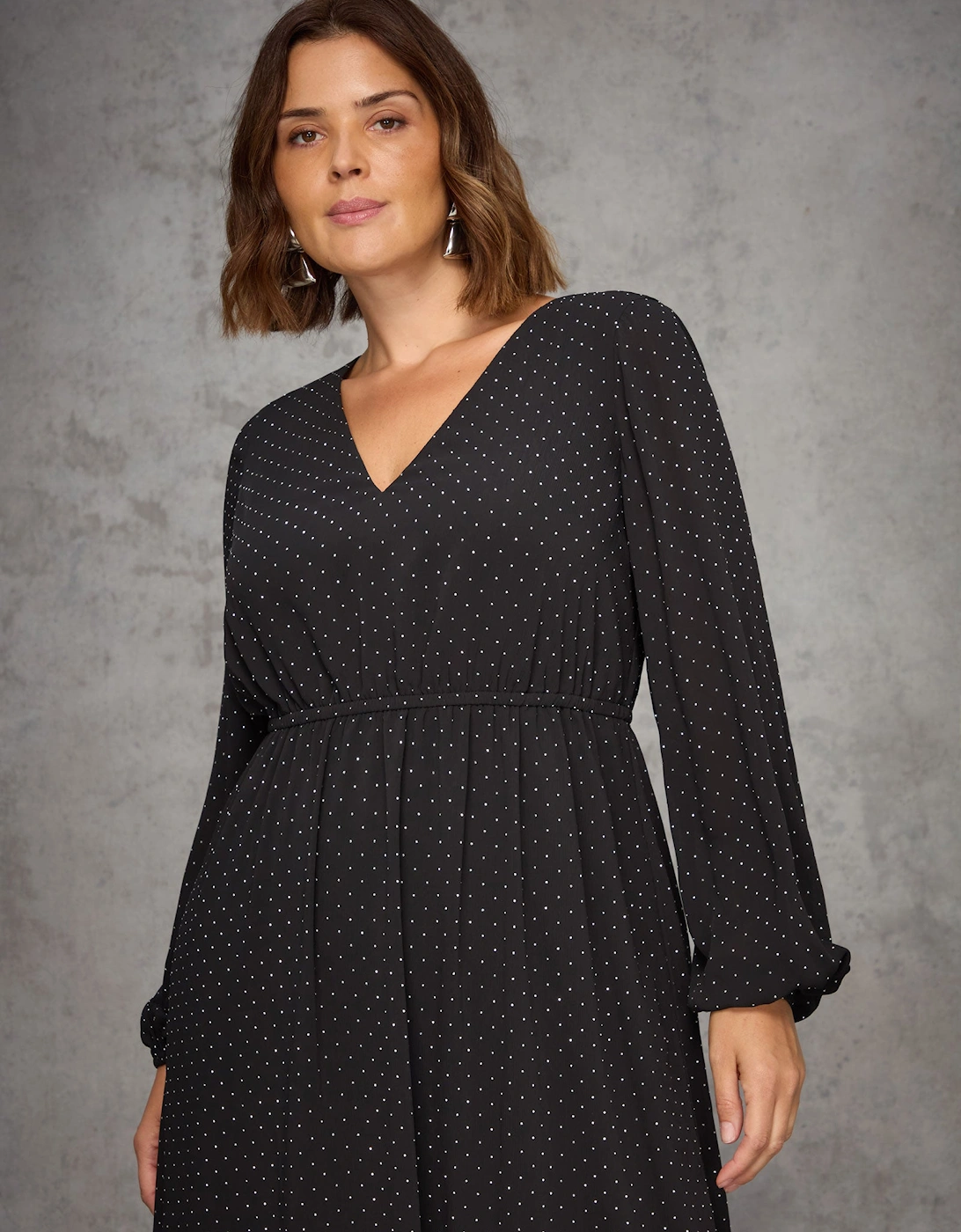 Black All-Over Embellishment Midaxi Dress