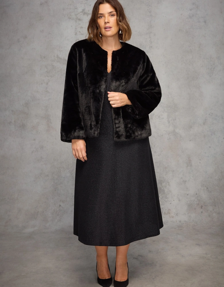 Black Sparkle Jersey Short Sleeve Dress