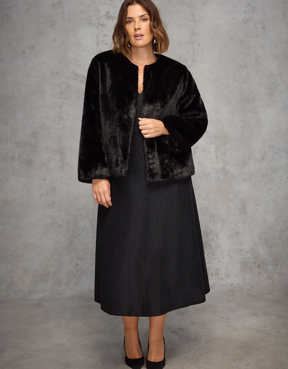 Black Sparkle Jersey Short Sleeve Dress